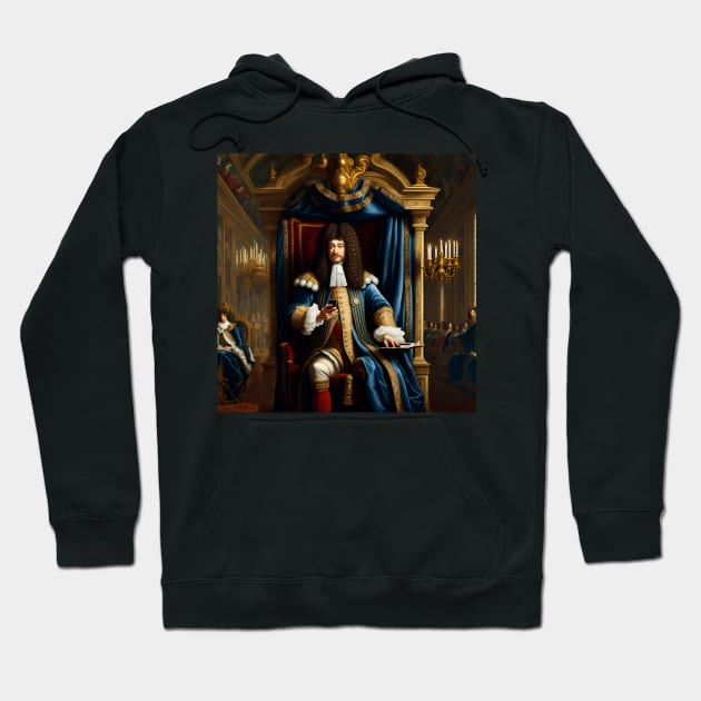 Louis XIV watching his Smartphone Hoodie by Superfunky